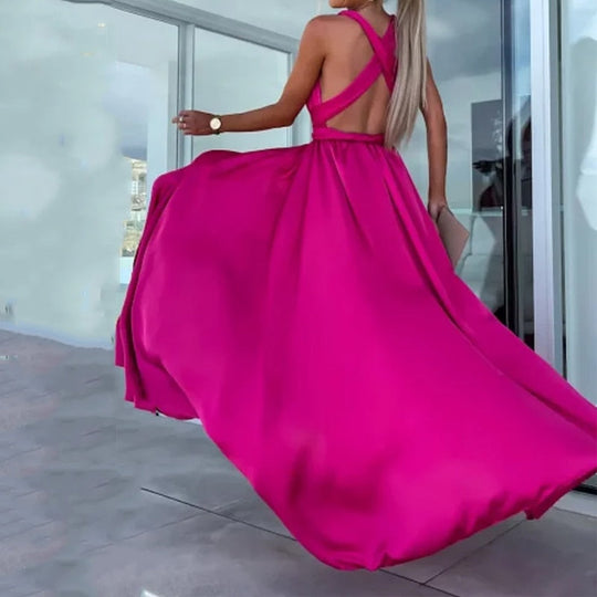 Maura - Elegante Lange Jurk - Mouwloos met Hoge Split - Dames-3