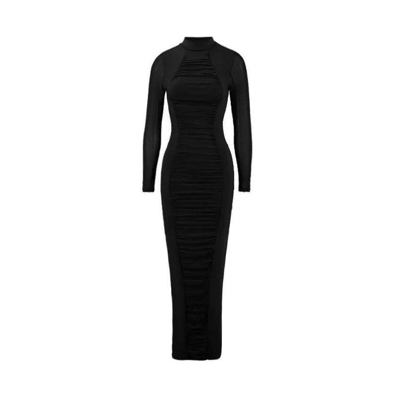 Isabelle – Lange geplooide bodycon-jurk voor een elegante avond