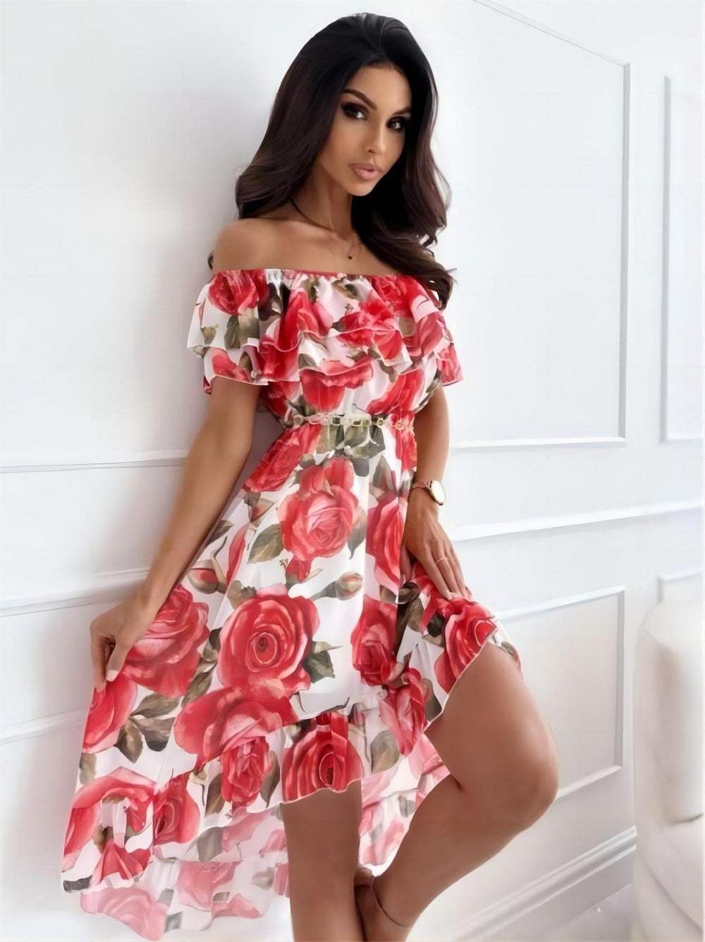 Cessie - Speelse Off-Shoulder Jurk - Flatterend en Licht - Dames-2