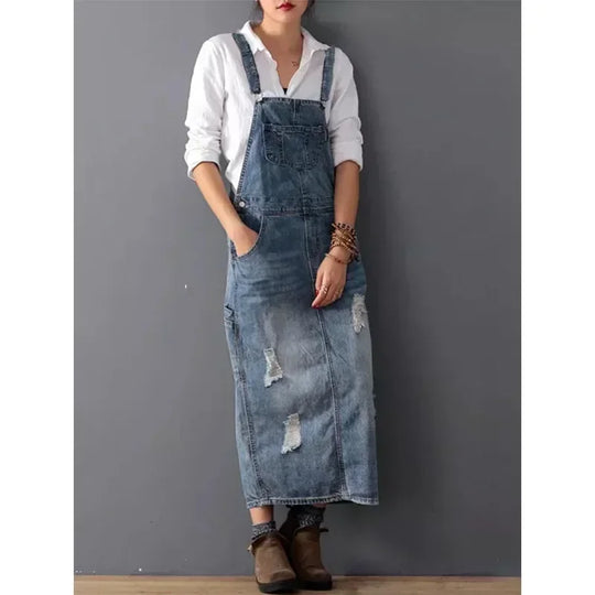 Lola | Denim Salopette Jurk Dames Lang