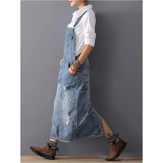 Lola | Denim Salopette Jurk Dames Lang
