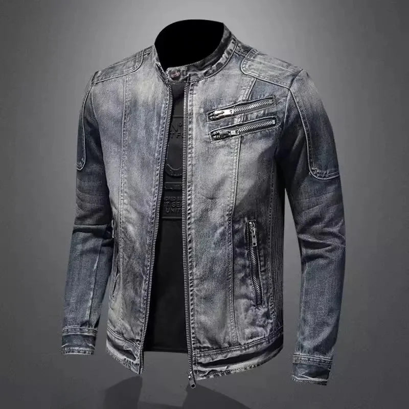 Cristiano | Stijlvolle Vintage Denim Bikerjack