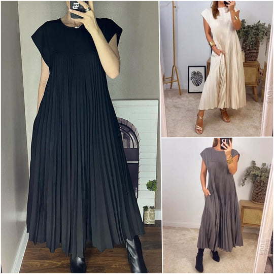Saskia - Elegante Plissé Maxi Jurk