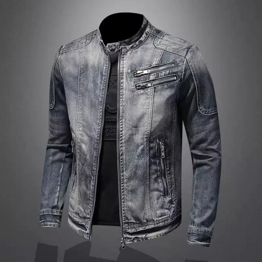 Cristiano | Stijlvolle Vintage Denim Bikerjack