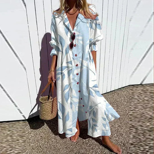 Nadia - Boho Maxi Jurk met Bloemenprint Dames