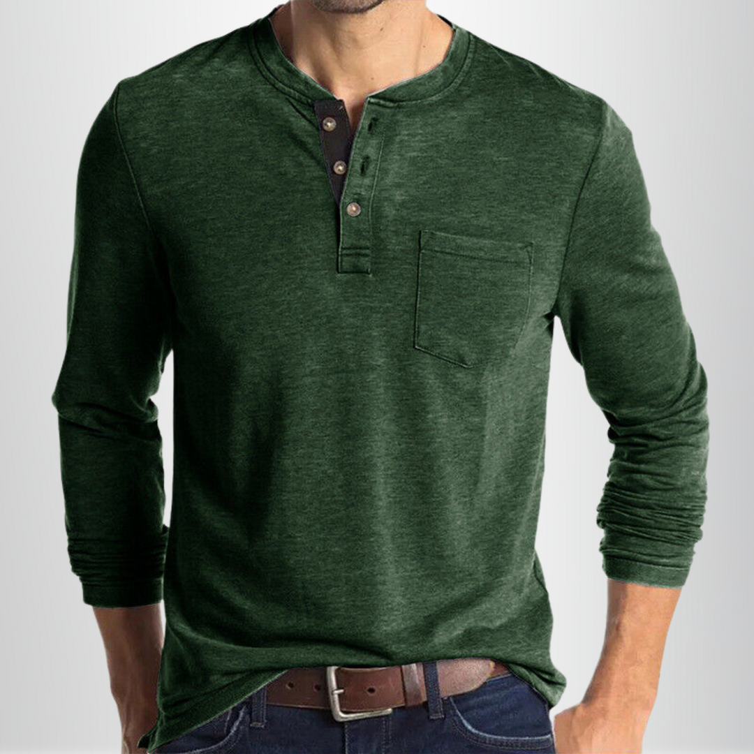 Max - Henley Shirt Heren Lange Mouw Comfortabel