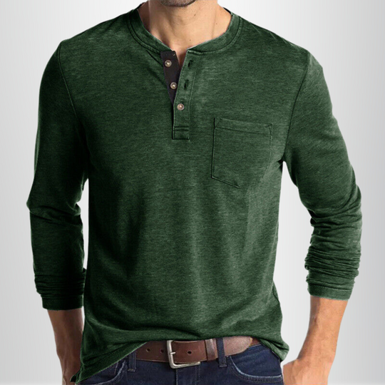 Max - Henley Shirt Heren Lange Mouw Comfortabel