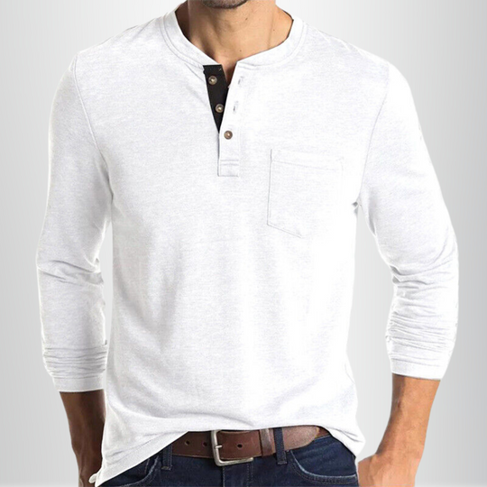 Max - Henley Shirt Heren Lange Mouw Comfortabel