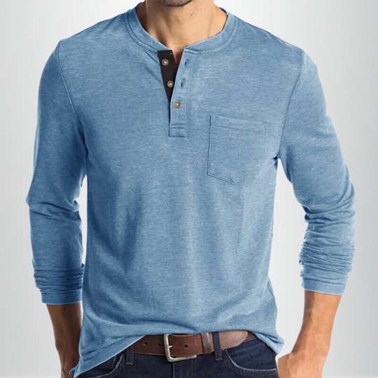 Max - Henley Shirt Heren Lange Mouw Comfortabel
