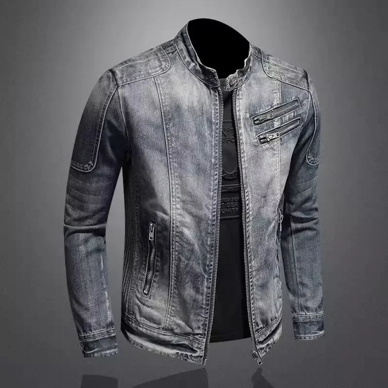 Cristiano | Stijlvolle Vintage Denim Bikerjack