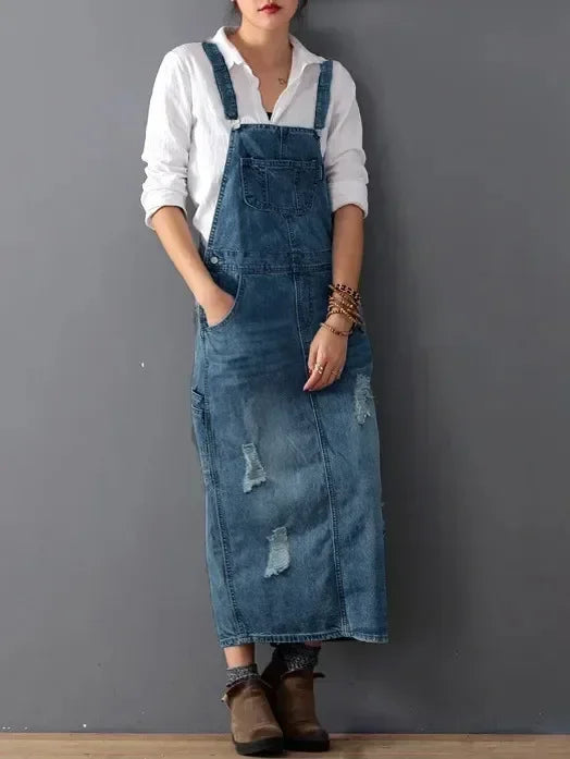Lola | Denim Salopette Jurk Dames Lang