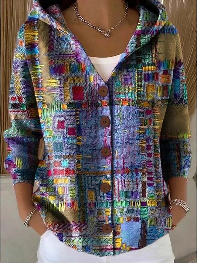 Amanda - Elegante Vintage Gebreide Knopen Hoodie