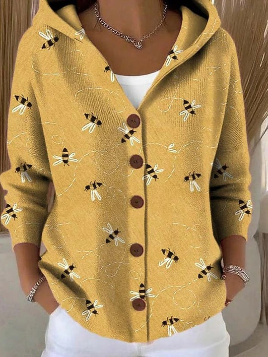 Amanda - Elegante Vintage Gebreide Knopen Hoodie