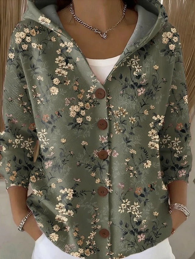 Amanda - Elegante Vintage Gebreide Knopen Hoodie