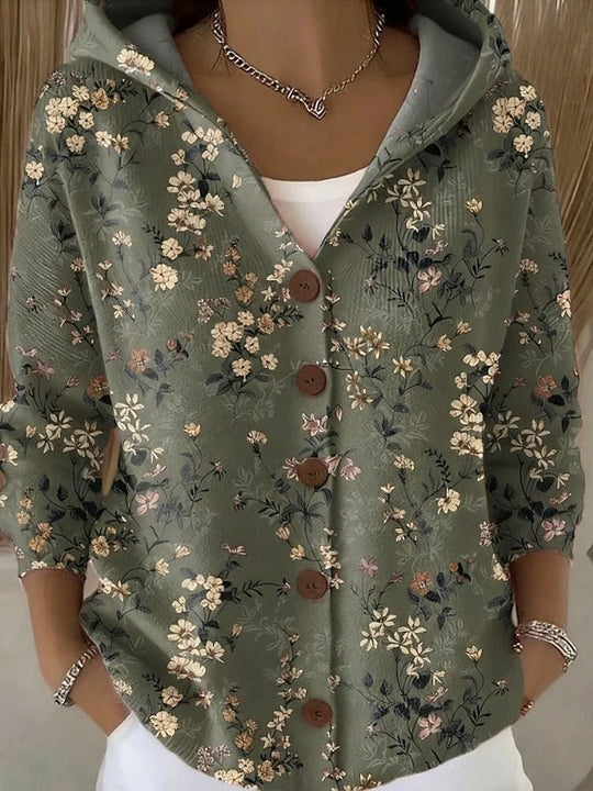 Amanda - Elegante Vintage Gebreide Knopen Hoodie