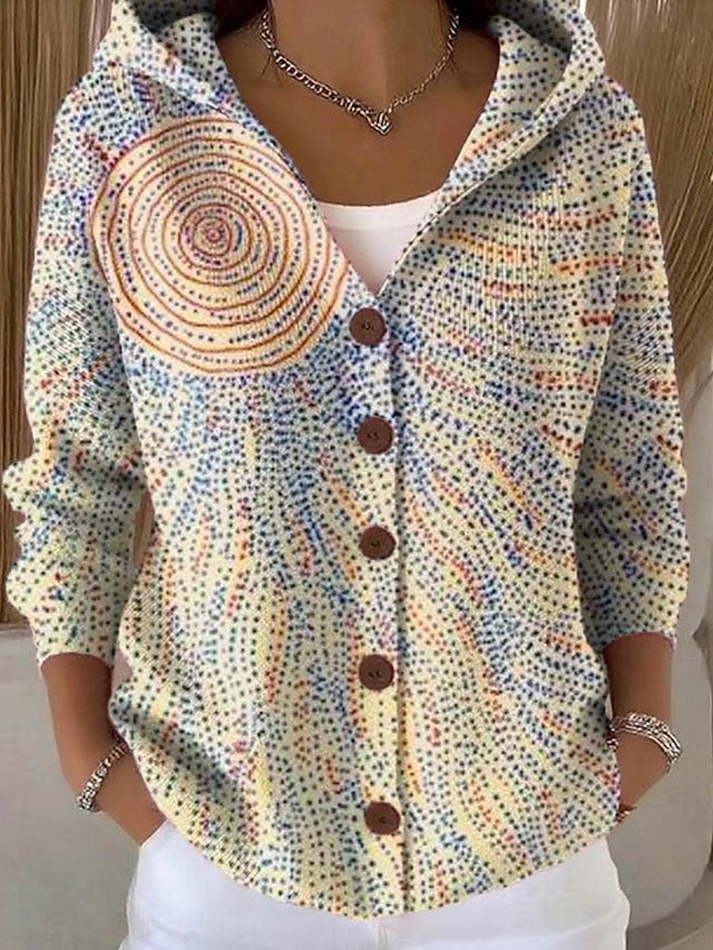 Amanda - Elegante Vintage Gebreide Knopen Hoodie