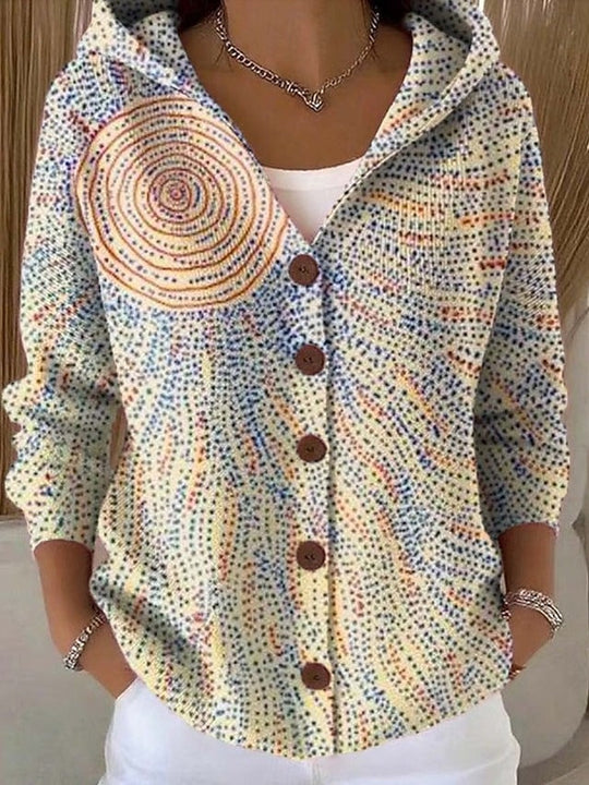 Amanda - Elegante Vintage Gebreide Knopen Hoodie