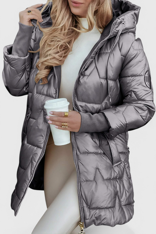 Sandra | Stijlvolle Warme Lange Glanzende Winterjas