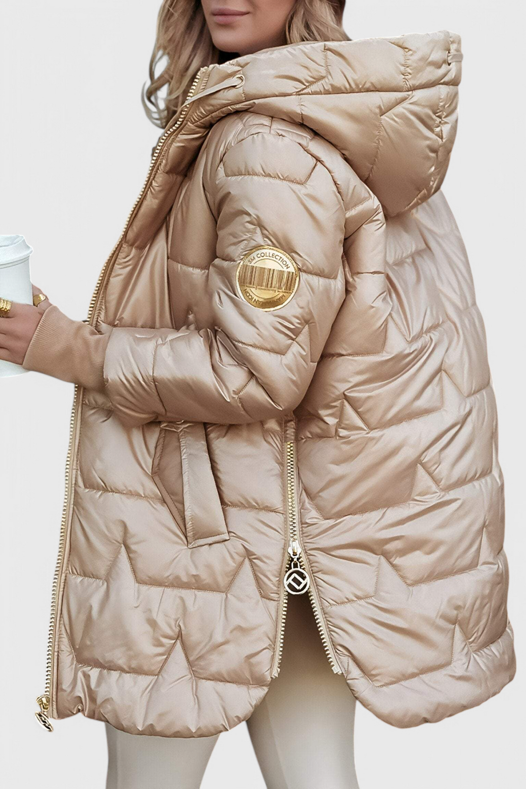 Sandra | Stijlvolle Warme Lange Glanzende Winterjas