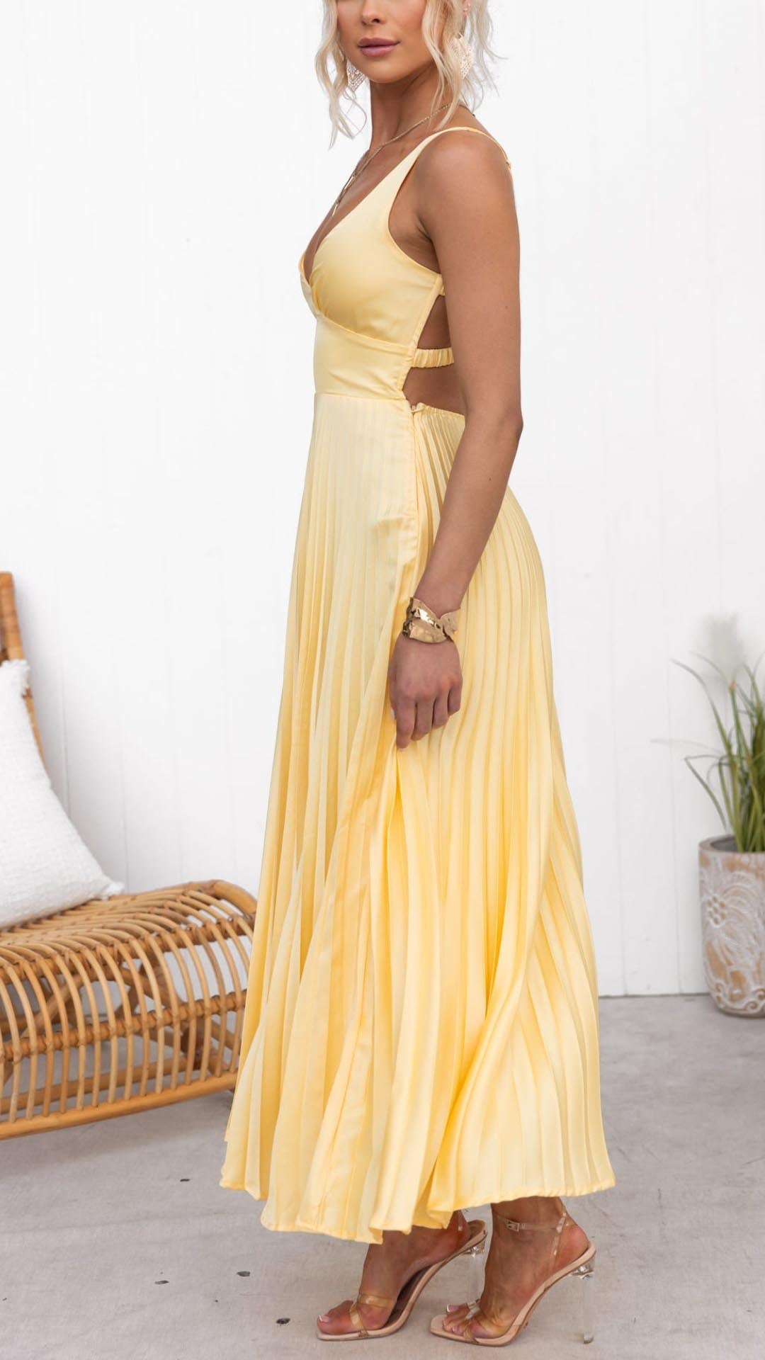 Eline - Elegante Plissé Maxi Jurk