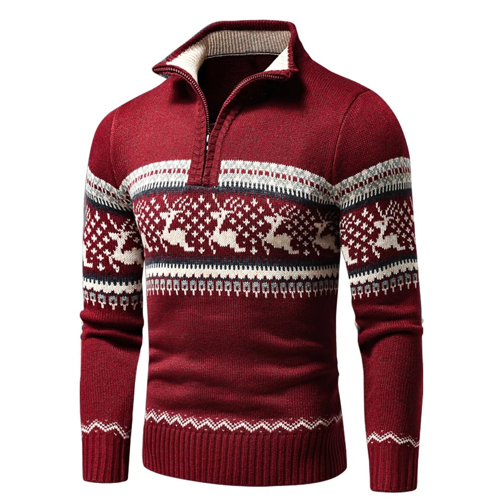 Andrew | Stijlvolle Noorse Half Zip Kersttrui