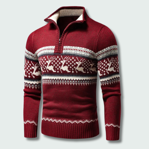 Andrew | Stijlvolle Noorse Half Zip Kersttrui