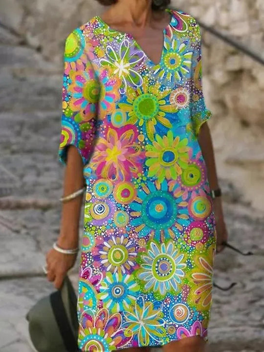 Astrid - Kleurrijke Bloemen Zomerjurk