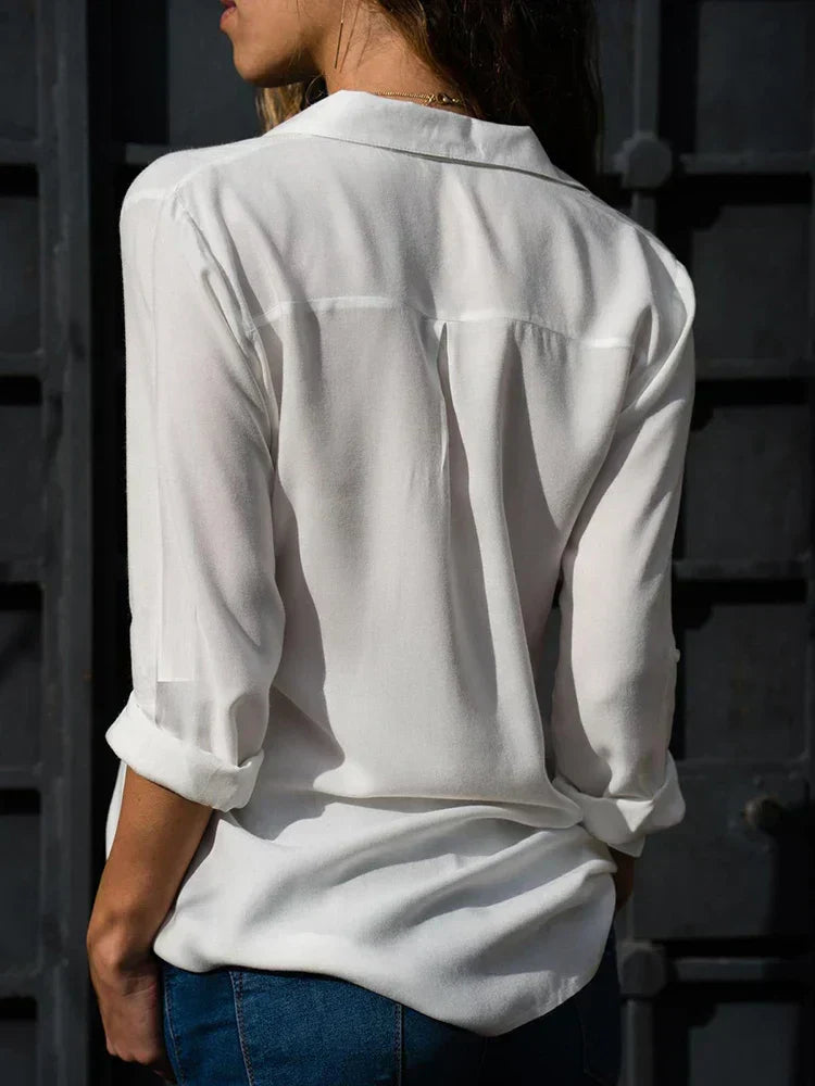 Margot - Elegante Chiffon Blouse V-hals Dames