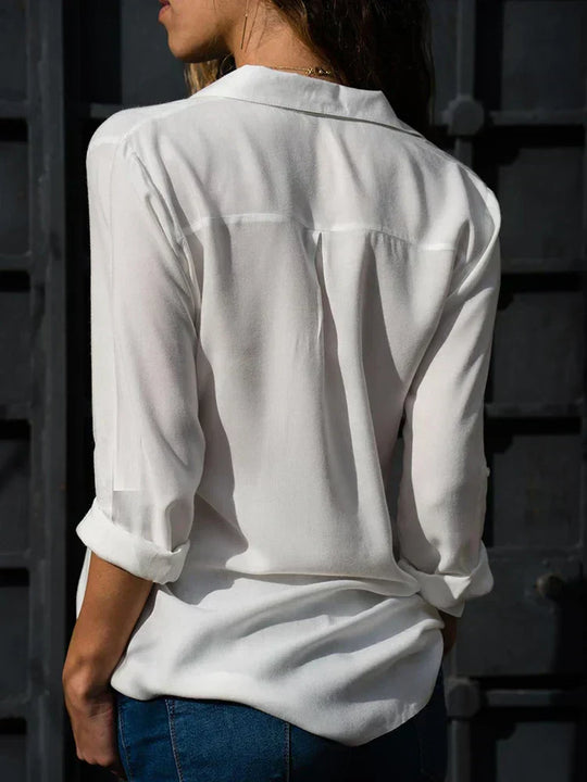 Margot - Elegante Chiffon Blouse V-hals Dames