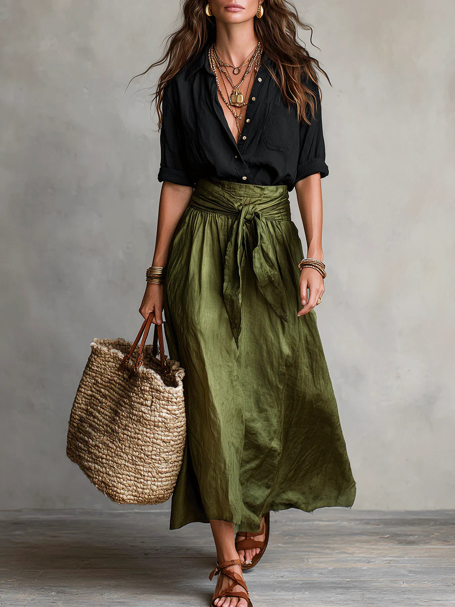 2-delige Set Dames Blouse En Midi Rok - Chloe