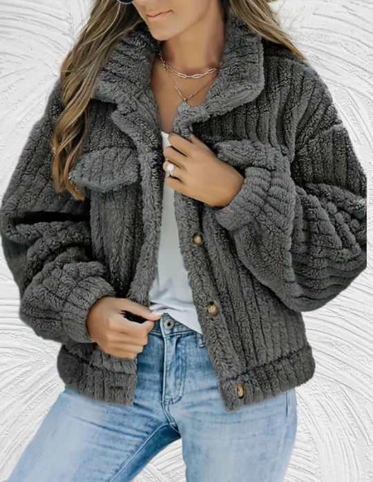 Melanie - Stijlvolle Korte Teddy Winterjas