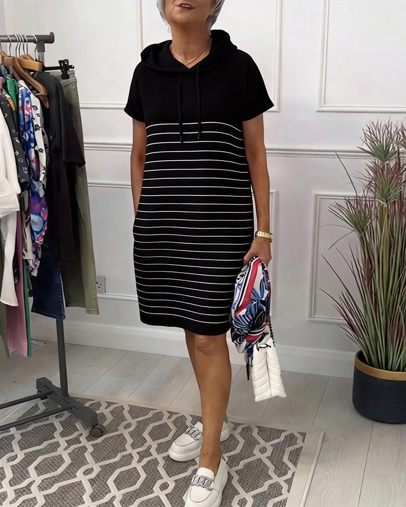 Bella | Sweatjurk Dames Gestreept Met Capuchon