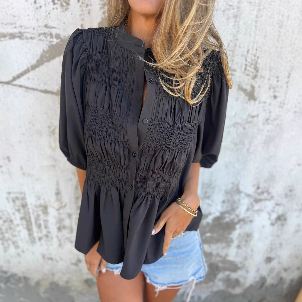 Smock Blouse Dames Korte Mouw - Femke