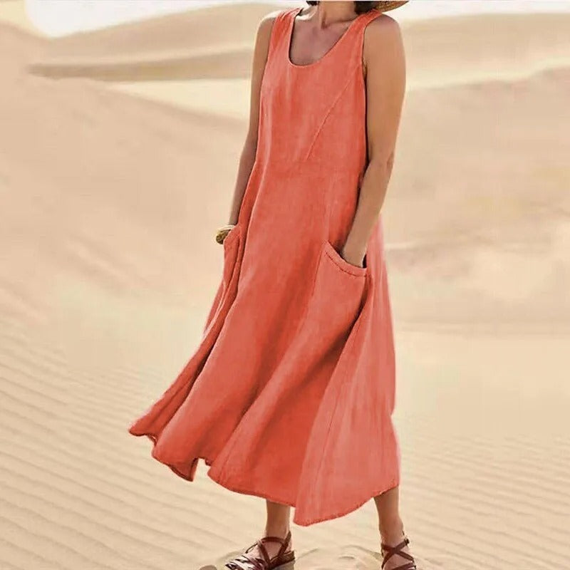 Monique - Luchtige Linnen Strandjurk