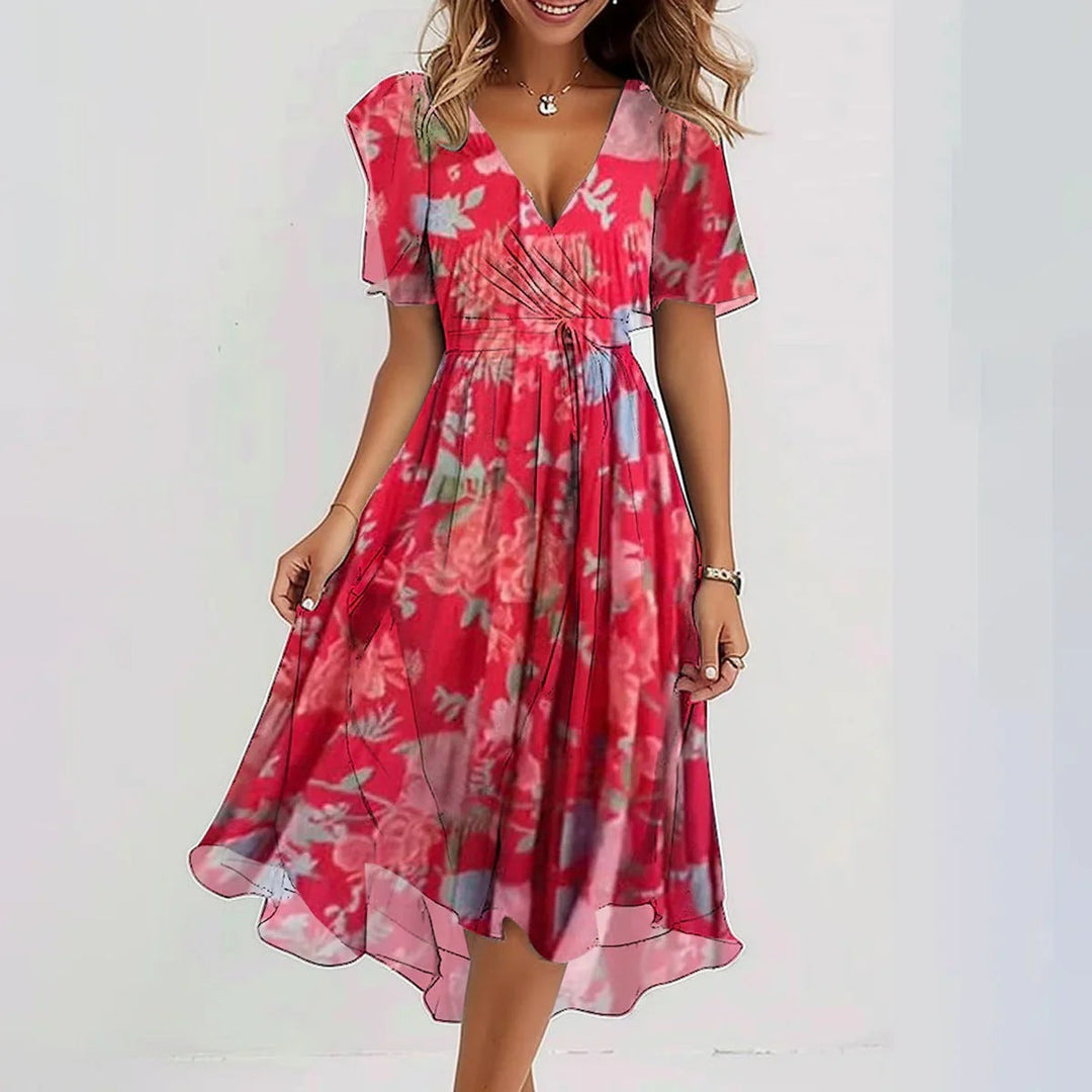 Bloemen Midi Jurk Dames Stijlvol - Mila