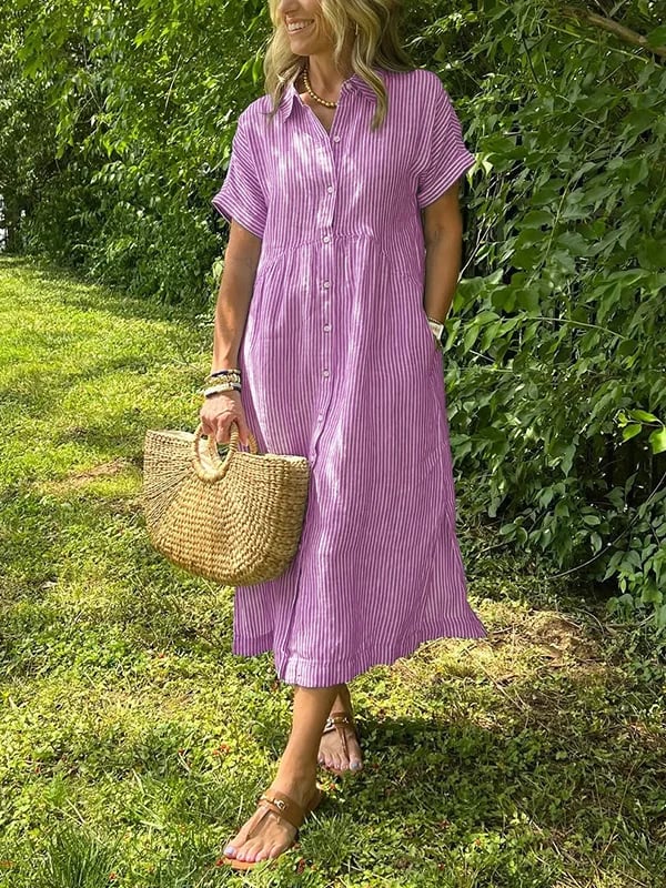 Linnen Blousejurk Dames Gestreept - Sara