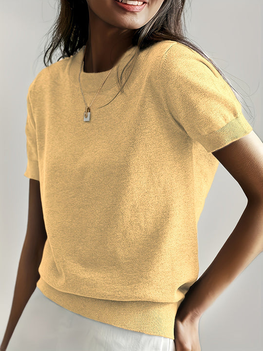 Yvonne - Elegante Gebreide Ronde Hals Top