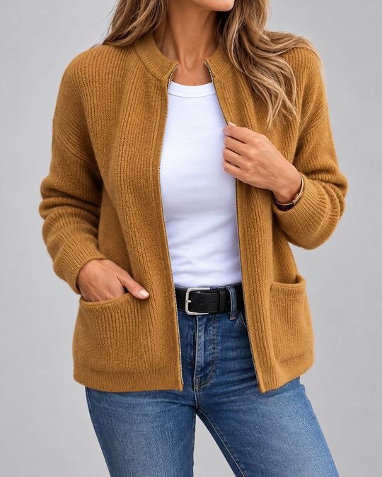 Patricia - Elegant Fijngebreid Rits Vest