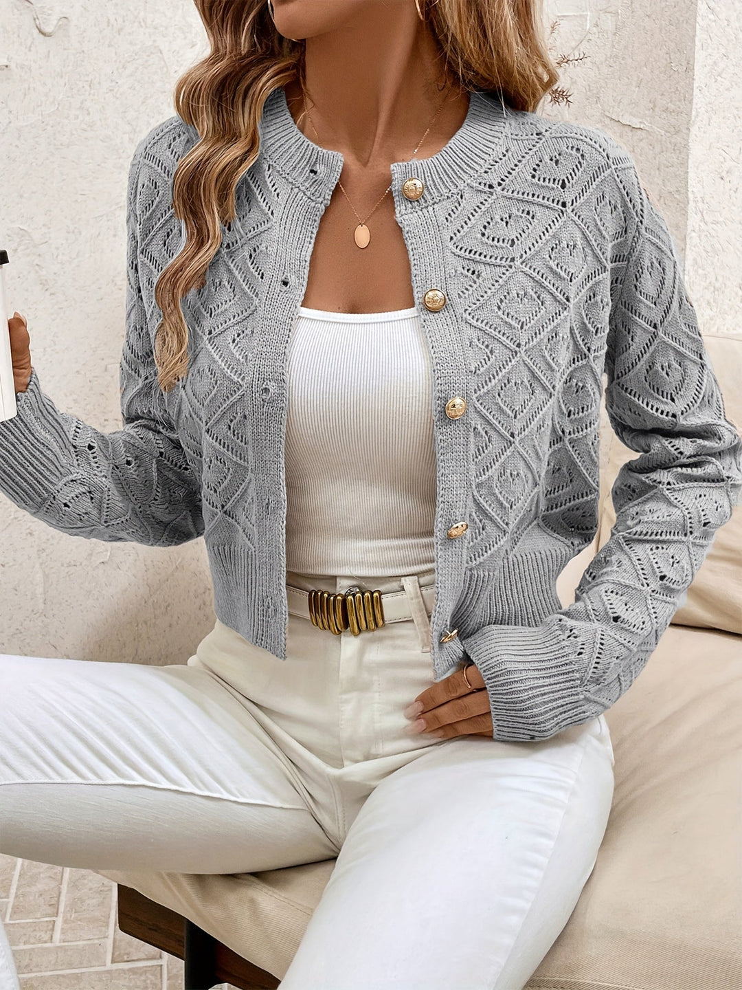 Martine - Elegant Gebreid Knopen Vest