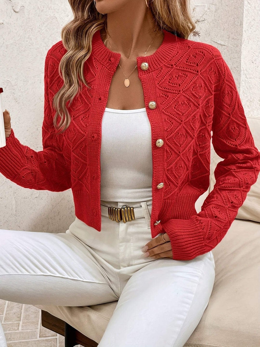 Martine - Elegant Gebreid Knopen Vest