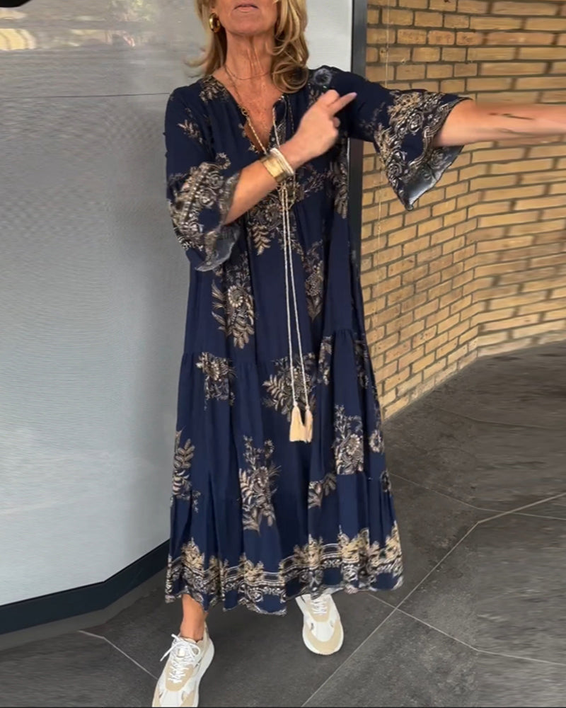 Carol - Boho Maxi Jurk met Bloemenprint