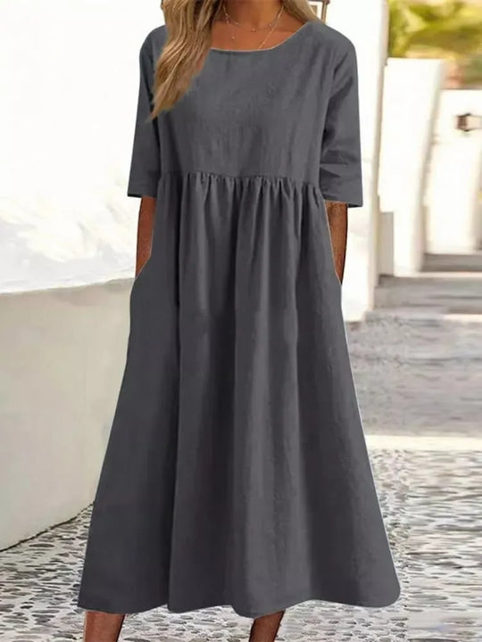 Zara - Casual Katoen Midi Jurk Korte Mouw Dames