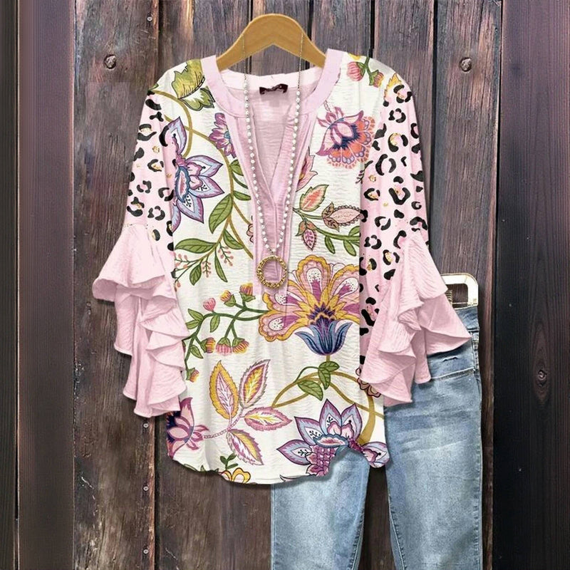 Bohemian Tuniek Blouse Dames Met Bloemenprint - Veerle