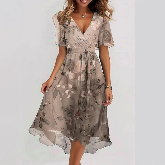 Bloemen Midi Jurk Dames Stijlvol - Mila