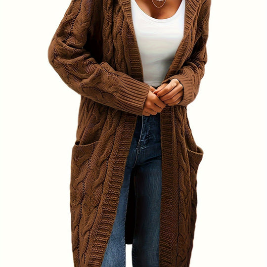 Rachel - Elegant Lang Kabelgebreid Vest