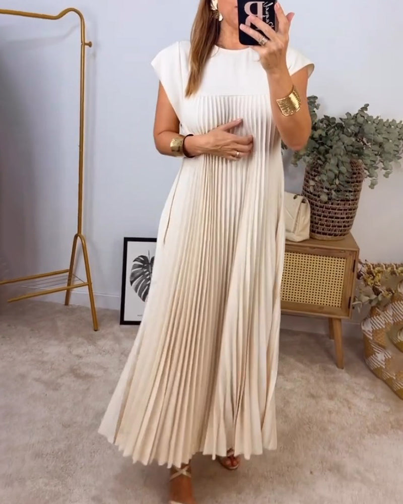 Saskia - Elegante Plissé Maxi Jurk