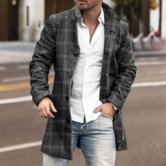 Salvatore | Elegante Geruite Wollen Mantel