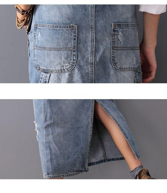 Mila - Trendy Denimjurk met Knopen en Flatterende Pasvorm