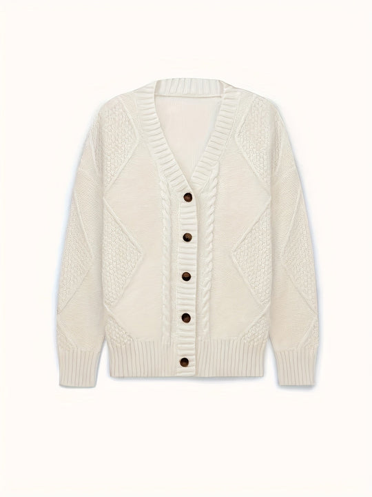 Sandra - Klassiek Kabelgebreid V-Hals Vest