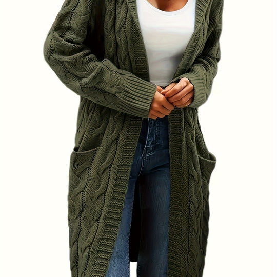 Rachel - Elegant Lang Kabelgebreid Vest